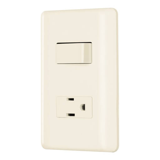 [26634] Placa armada interruptor y contacto, marfil, Volteck PA-APCO-BI