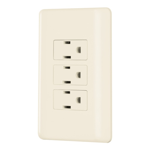 [26636] Placa armada 3 contactos aterrizados, marfil, Volteck PA-COTR-BI