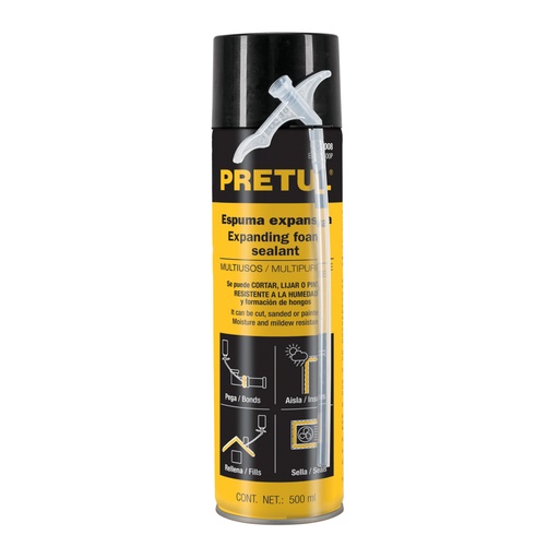 [27008] Espuma expansiva de poliuretano, 500 ml, PRETUL ESEX-500P