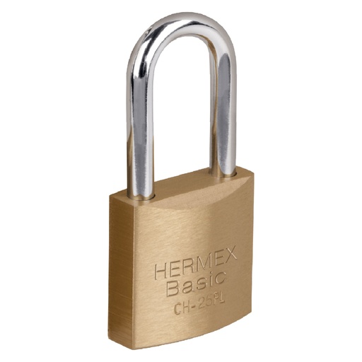[27074] Candado de hierro color latón 25 mm, largo, blíster, BASIC CHB-25PL