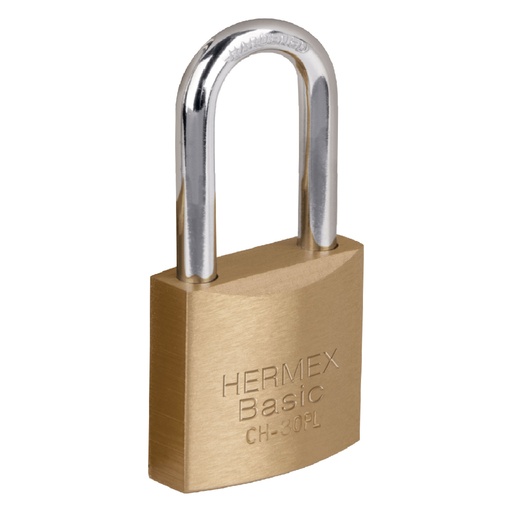[27075] Candado de hierro 30 mm, color latón, largo, blíster, BASIC CHB-30PL