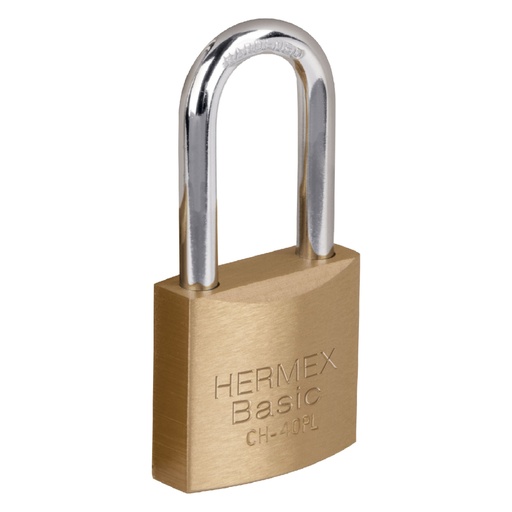 [27076] Candado de hierro 40 mm, color latón, largo, blíster, BASIC CHB-40PL
