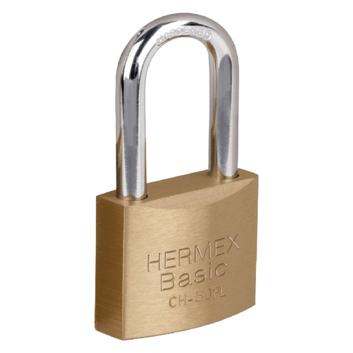 [27077] Candado de hierro color latón 50 mm, largo, blíster, BASIC CHB-50PL