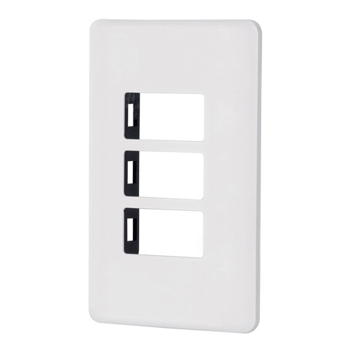 [27224] Placa 3 módulos de ABS, blanca, Volteck Basic PPTR-B