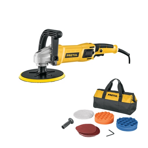 [28151] Pulidora rotativa 7', 1200W, con accesorios, PRETUL PULA-7P