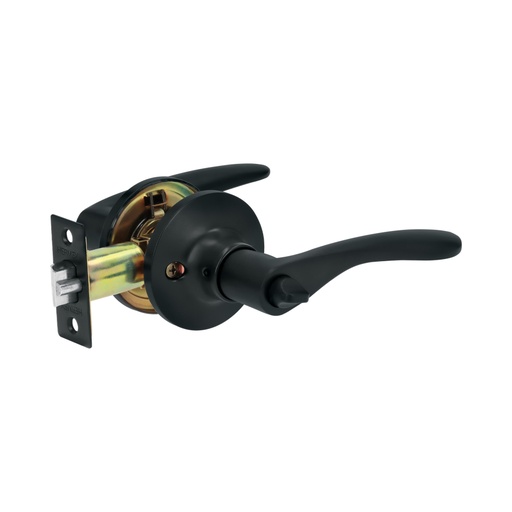 [28153] Cerradura manija 'Milán' p/recámara, negro, cil latón, BASIC CEMA-6RB