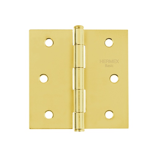 [28800] Bisagra cuadrada 3', acero latonado, cabeza plana, BASIC BC-301PP