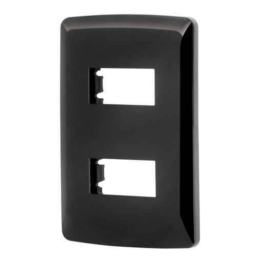 [40137] Placa de 2 módulos, negra, Línea Italiana, VOLTECK PPDO-IN