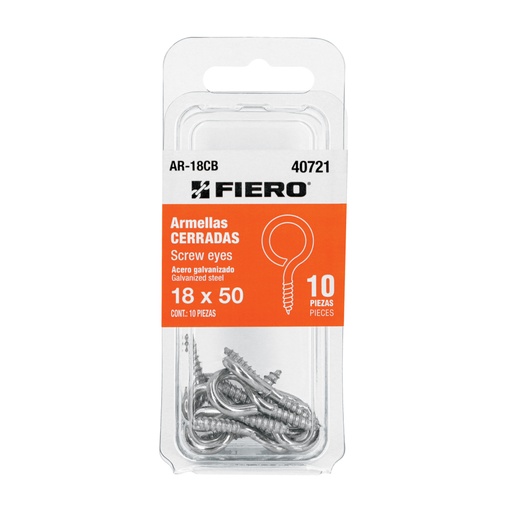 [40721] Blíster con 10 armellas cerradas de 18 x 50, FIERO AR-18CB