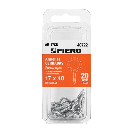 [40722] Blíster con 20 armellas cerradas de 17 x 40, FIERO AR-17CB