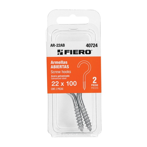 [40724] Blíster con 2 armellas abiertas de 22 x 100, FIERO AR-22AB