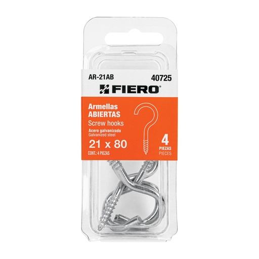 [40725] Blíster con 4 armellas abiertas de 21 x 80, FIERO AR-21AB