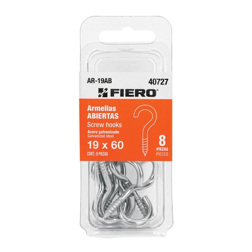 [40727] Blíster con 8 armellas abiertas de 19 x 60, FIERO AR-19AB