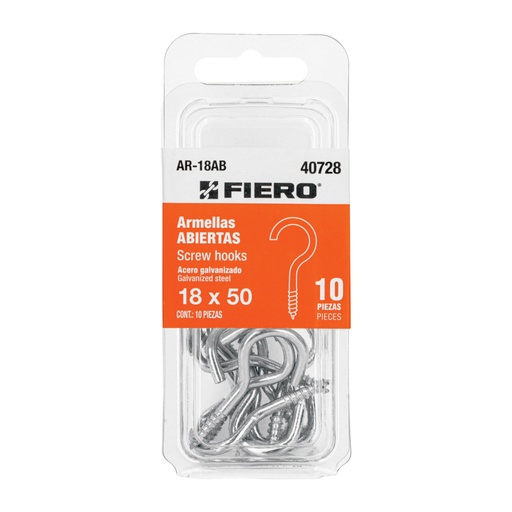 [40728] Blíster con 10 armellas abiertas de 18 x 50, FIERO AR-18AB