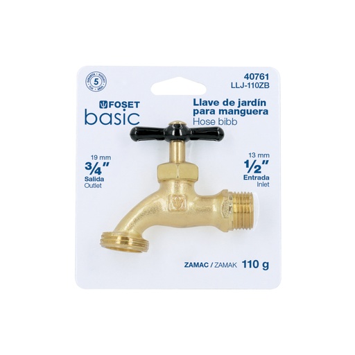[40761] Llave p/manguera, de zamac 110gr, 1/2', blíster, BASIC LLJ-110ZB