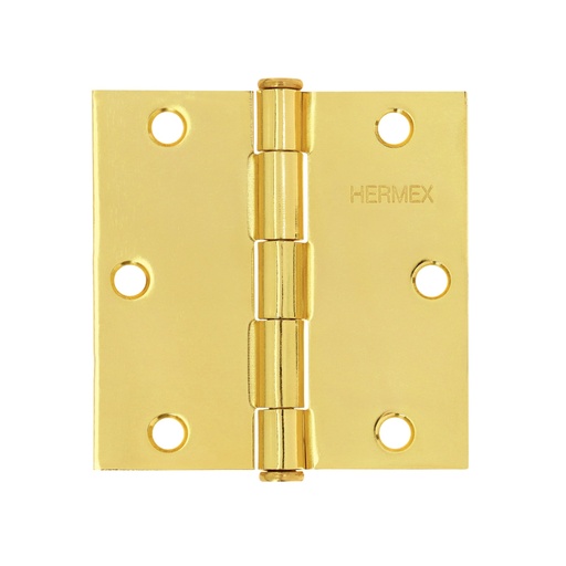 [43238] Bisagra cuadrada 3-1/2', latonado, cabeza plana, HERMEX BC-351P