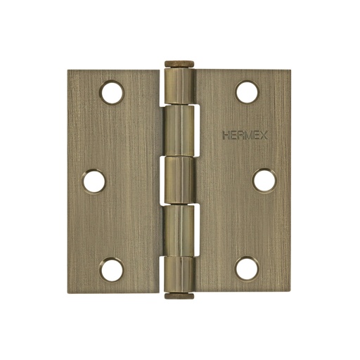 [43251] Bisagra cuadrada 3', latón antiguo, cabeza plana, HERMEX BC-302P