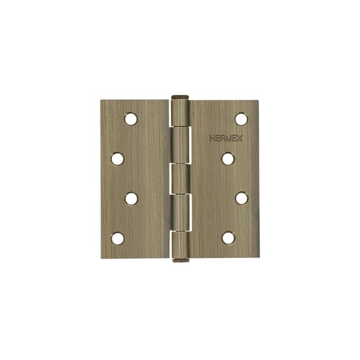 [43253] Bisagra cuadrada 4', latón antiguo, cabeza plana, HERMEX BC-402P