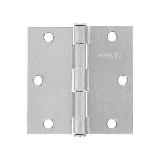 [43262] Bisagra cuadrada 3-1/2', acero satinado, cabeza plana HERMEX BC-353P