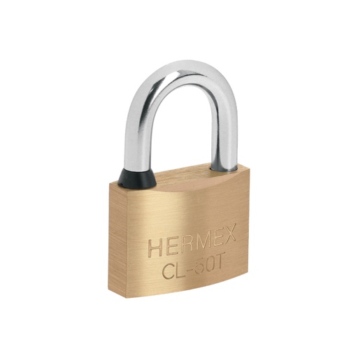 [43304] Candado de latón, 50mm, gancho corto, llave tubular, blíster CL-50T