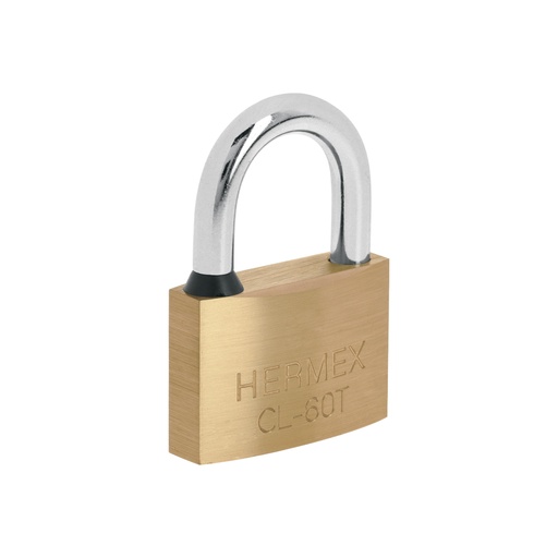 [43305] Candado de latón, 60mm, gancho corto, llave tubular, blíster CL-60T