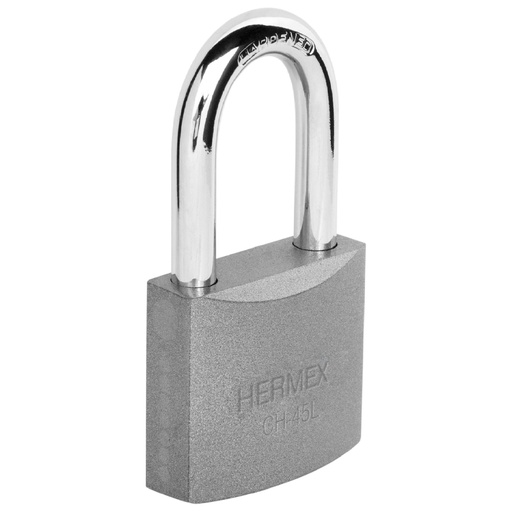 [43327] Candado de hierro 45 mm, gancho largo en blíster, HERMEX CHB-45L