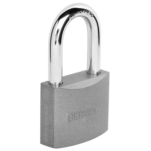 [43328] Candado de hierro 50 mm, gancho largo en blíster, HERMEX CHB-50L