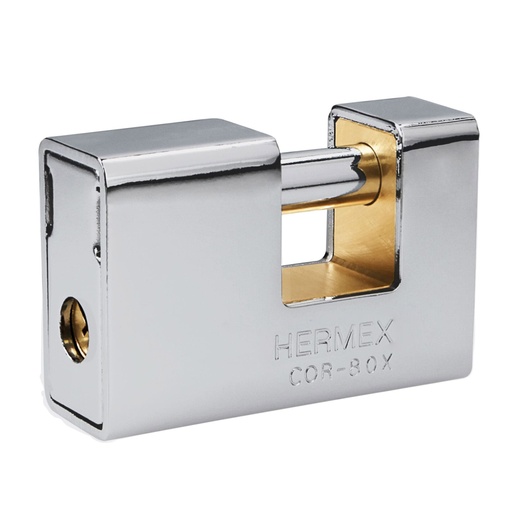 [43373] Candado antipalanca, 80mm, blindado, llave tetra, HERMEX COR-80X