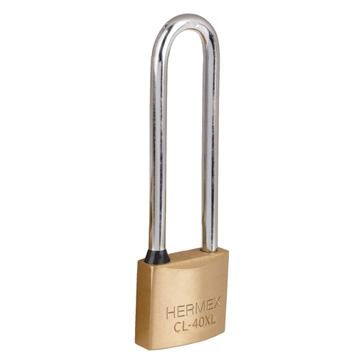 [43441] Candado de latón 40 mm gancho extra largo en blíster, HERMEX CL-40XL