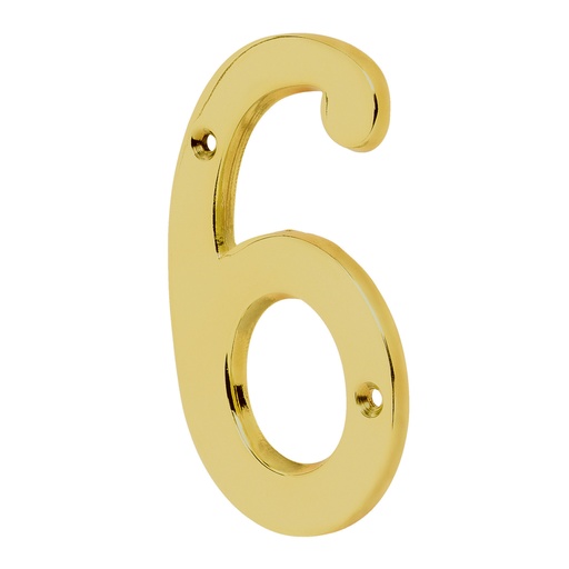 [43684] Número 6 de latón sólido 4', latón brillante, HERMEX NUCH-6