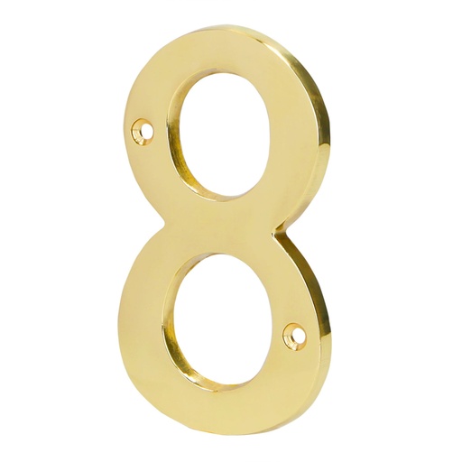 [43686] Número 8 de latón sólido 4', latón brillante, HERMEX NUCH-8