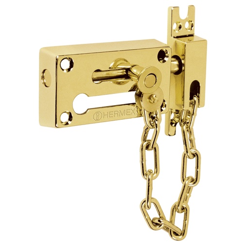 [43707] Pasador con cadena para puerta, acabado latón, HERMEX PACA-1