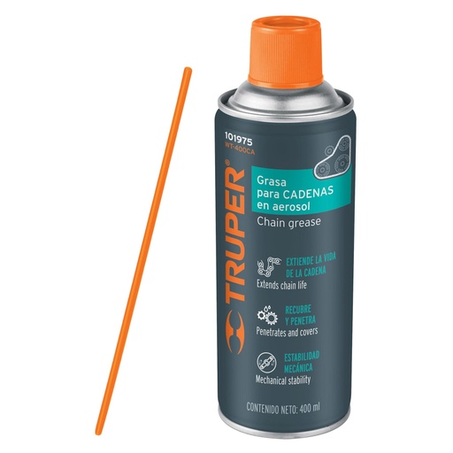 [101975] Lubricante de cadenas en aerosol 400 ml, TRUPER WT-400CA