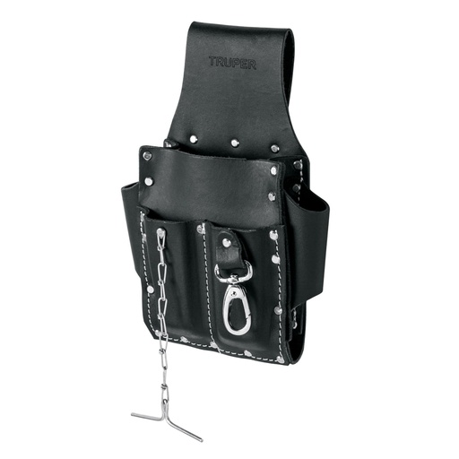 [102007] Porta herramientas grande de cuero, 7 compartimentos, TRUPER POHE-7GCU