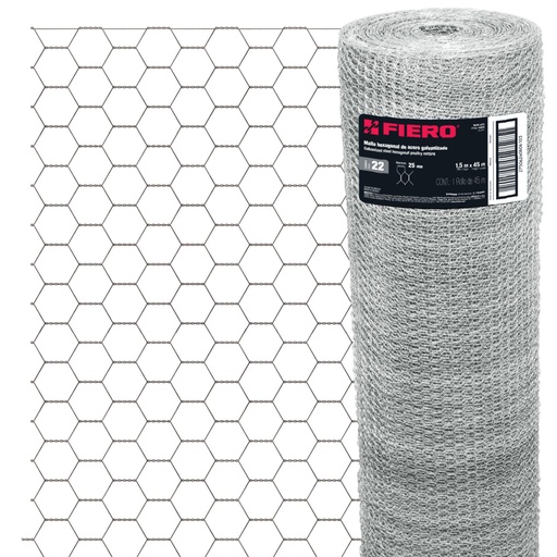 [44658] Rollo malla hexagonal cal.22, 1.5x 45m, abertura 25mm, 20kg MAHE-2515