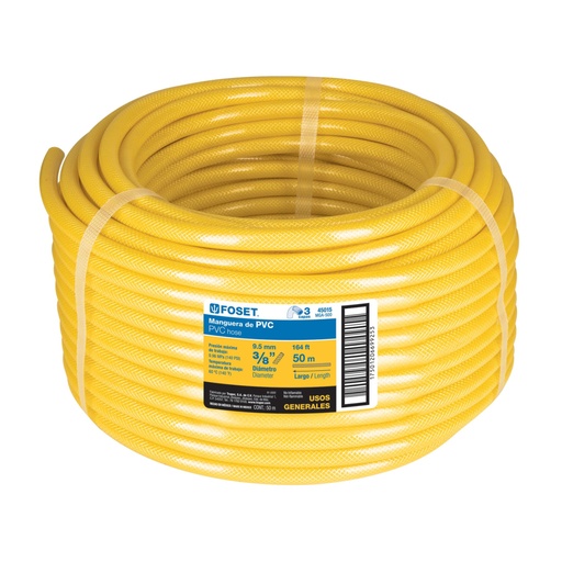 [45015] Manguera para gas, PVC amarilla, 3/8' s/conexión, 50 m,FOSET MGA-500
