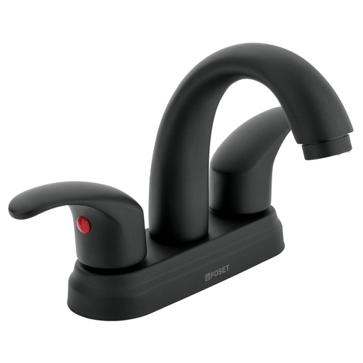 [45357] Mezcladora lavabo 4' negro, nariz curva, palanca, AQUA AQM-52M