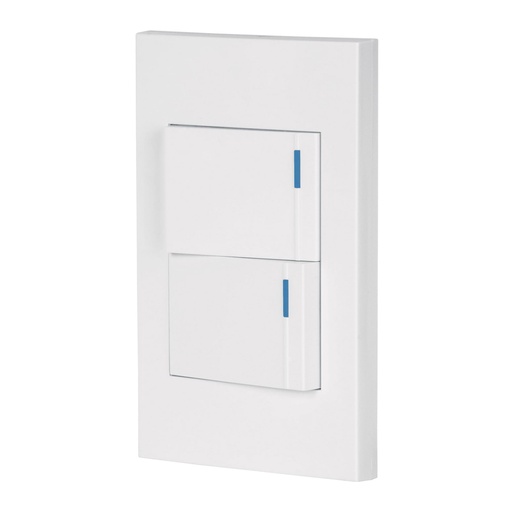[45595] Placa armada 2 interruptores, 1.5 módulos, Española, blanco PA-APDO15-EB