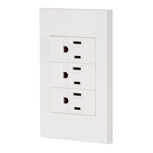 [45598] Placa armada 3 contactos, 1 módulo, Española, blanco PA-COTR-EB