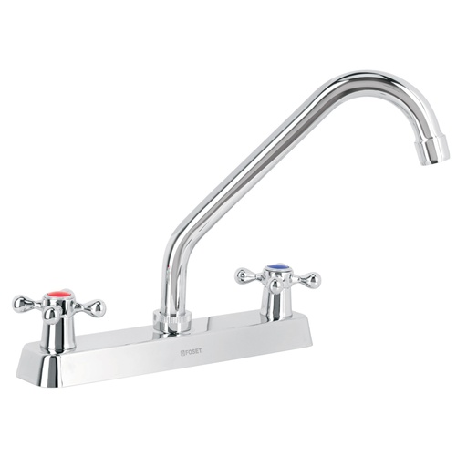 [45612] Mezcladora 8' fregadero cromo, cuello largo, cruceta, BASIC F-318E