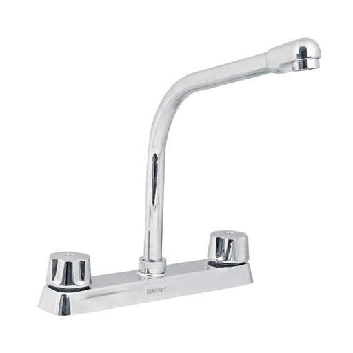 [45614] Mezcladora 8' fregadero cromo, cuello cobra,compresión,BASIC F-319-C