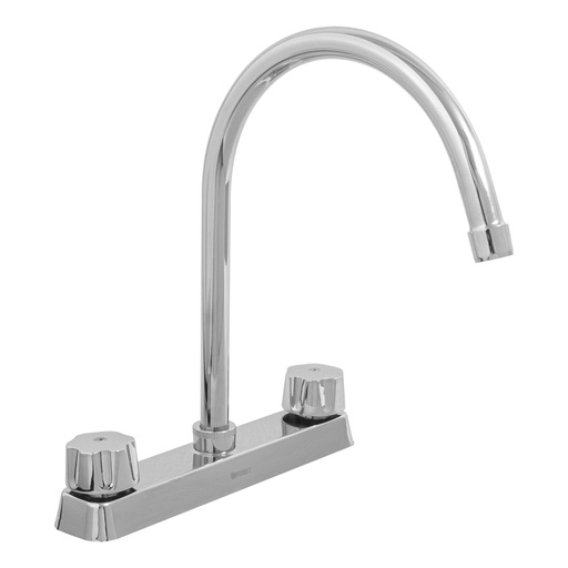 [45616] Mezcladora 8' fregadero cromo, cuello curvo,compresión,BASIC F-320-C