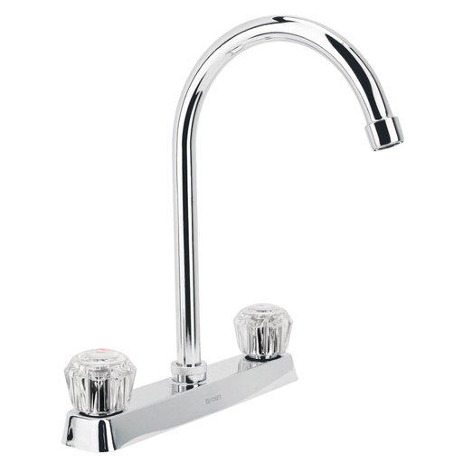 [45617] Mezcladora 8' fregadero cromo, cuello curvo, acrílico, BASIC F-320A