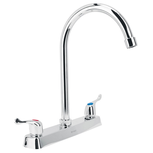 [45618] Mezcladora 8' fregadero cromo, cuello curvo, palanca, BASIC F-320P