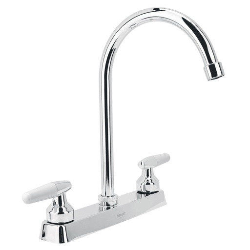 [45619] Mezcladora 8' fregadero cromo, cuello curvo, cono, BASIC F-320I