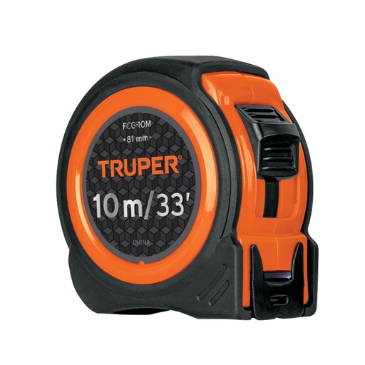 [102332] Flexómetro compacto contra impactos 10 m cinta 25 mm, TRUPER FCG-10M