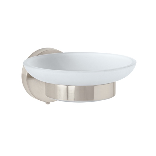 [45965] Jabonera metálica satín con plato de vidrio, FOSET TÚBIG TBA-74N