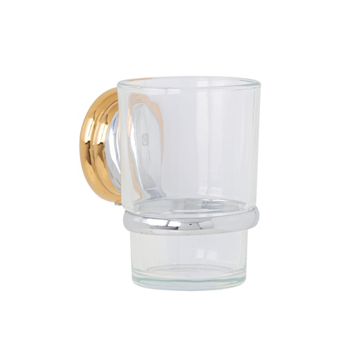 [45977] Portavaso cepillero con vaso de vidrio, cromo-oro,FOSET AQUA AQA-81G