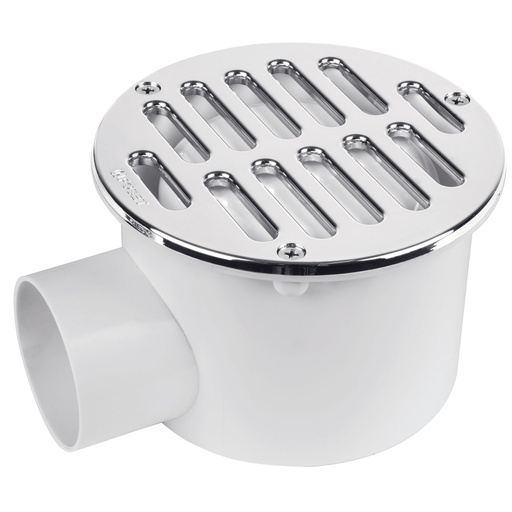 [46024] Coladera 5' salida lateral, ABS, rejilla cromada 3 tornillos COL-62