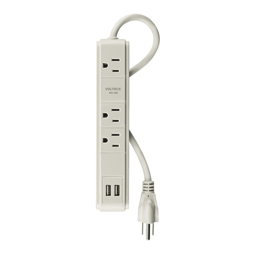 [46089] Multicontacto 16 AWG 3 entradas 2 puertos USB supresor 300 J MUL-340U